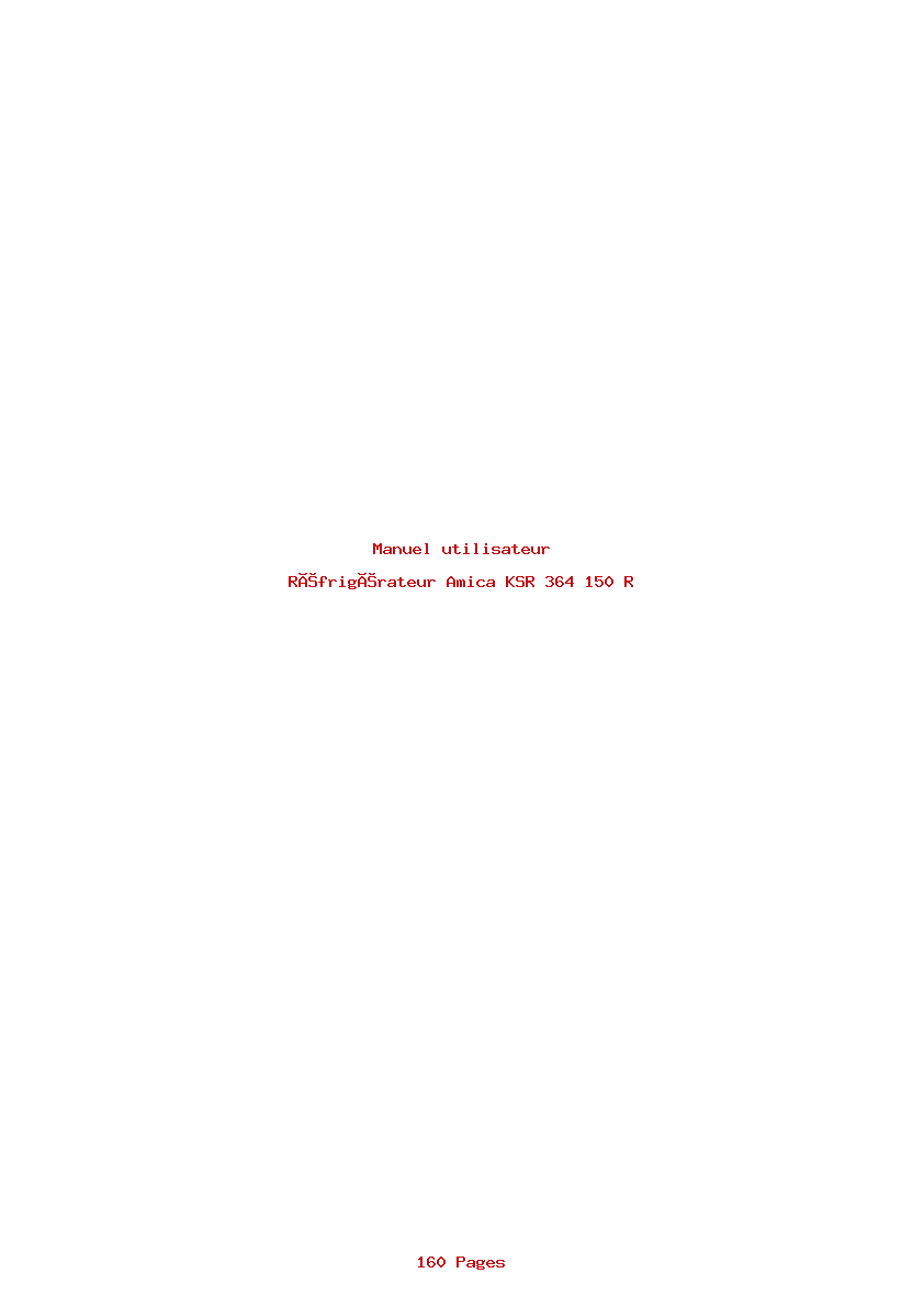 Page 1 de la notice Manuel utilisateur Amica KSR 364 150 R