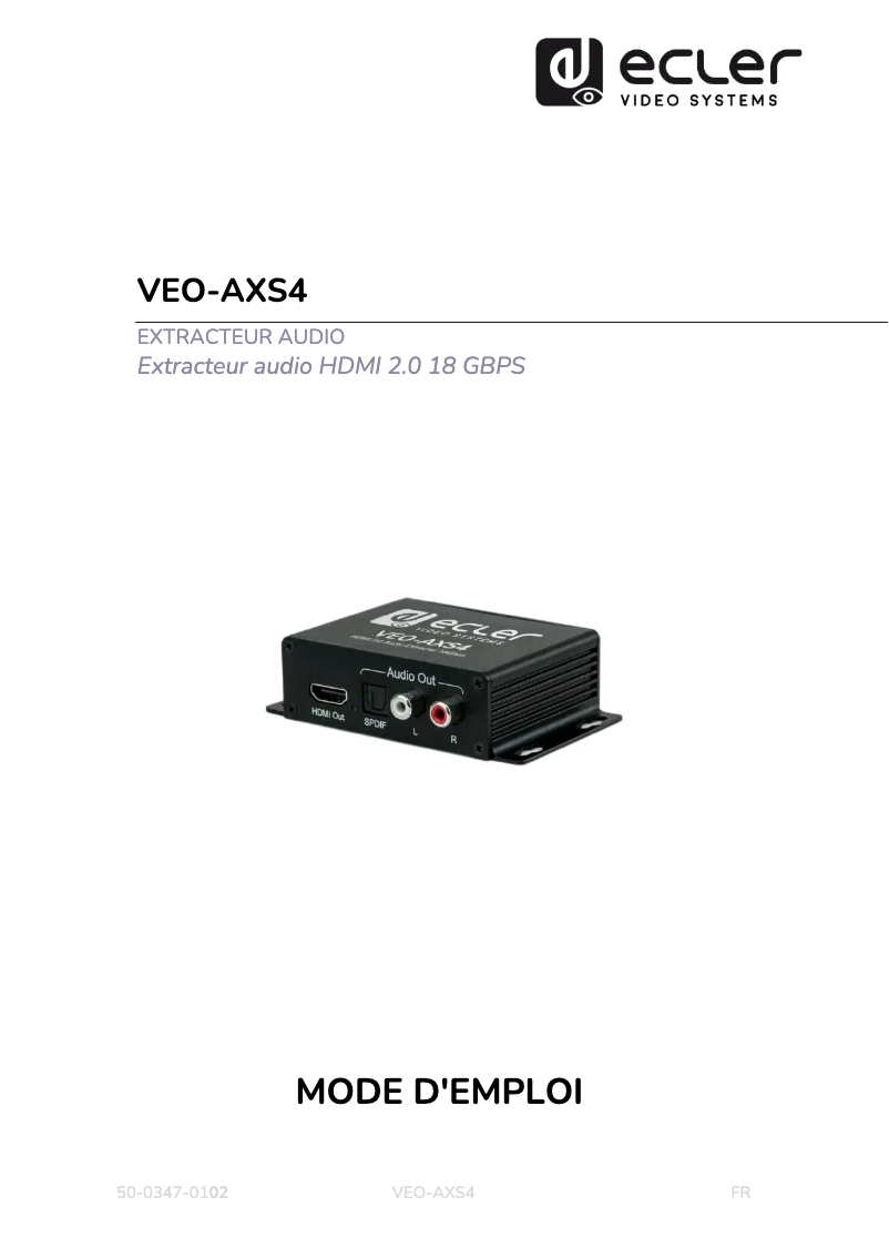 Page 1 de la notice Manuel utilisateur Ecler VEO-AXS4