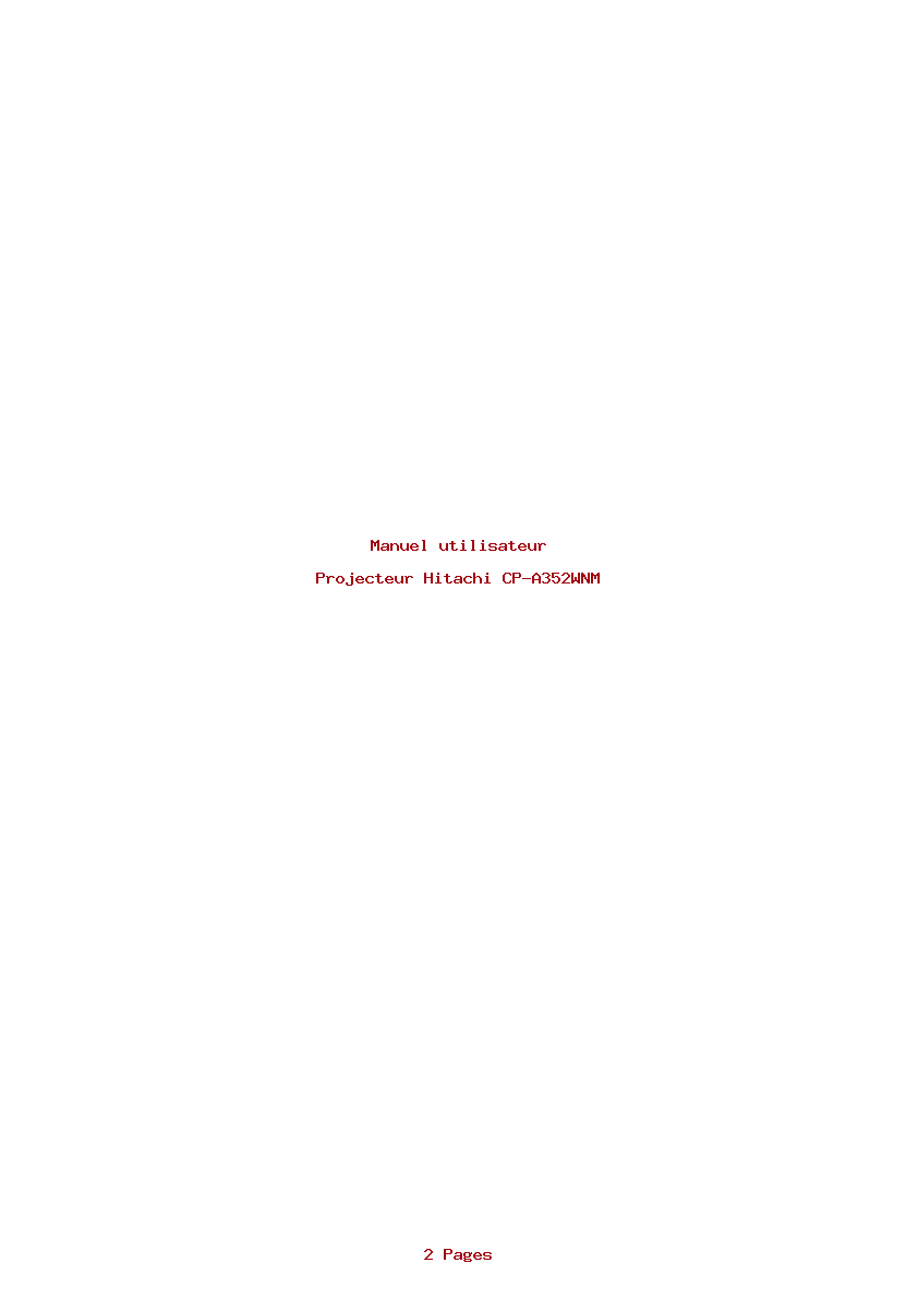 Page 1 de la notice Manuel utilisateur Hitachi CP-A352WNM