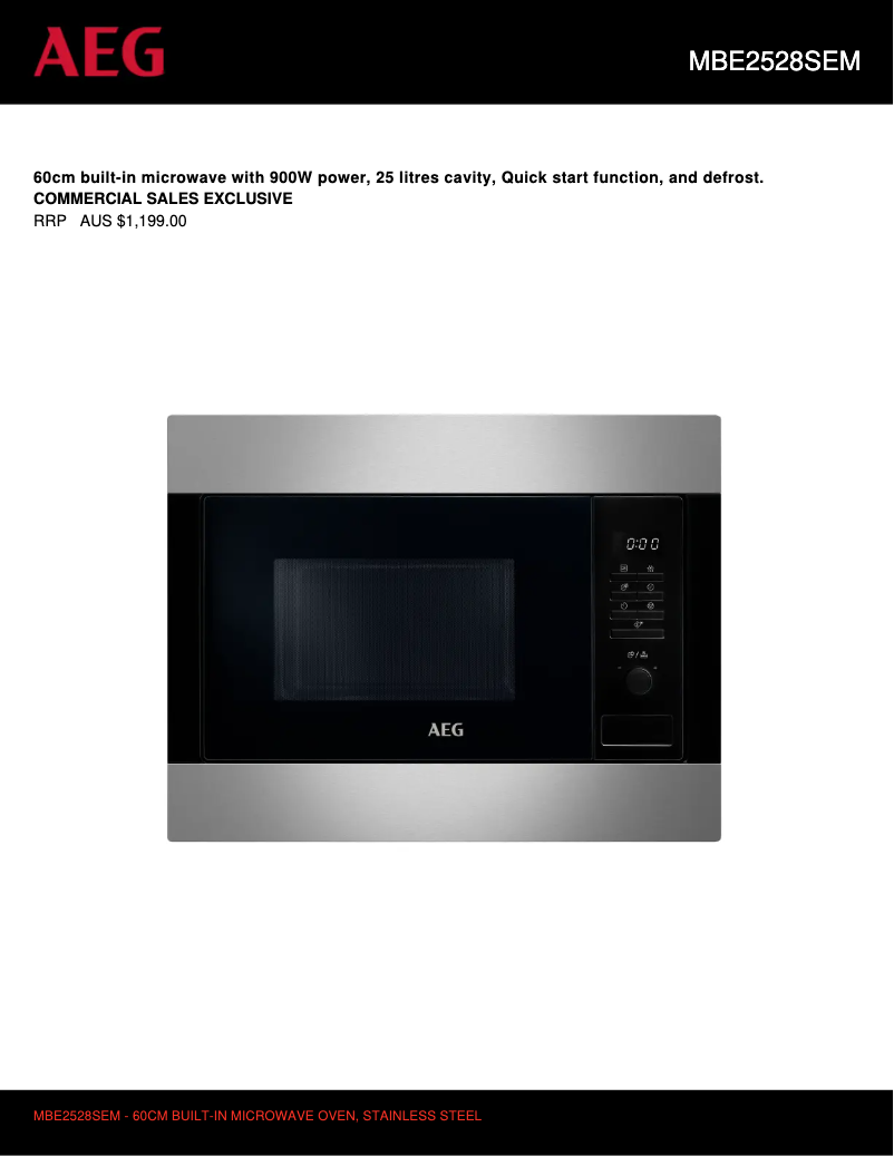 Página 1 del manual Ficha técnica AEG MBE2528SEM