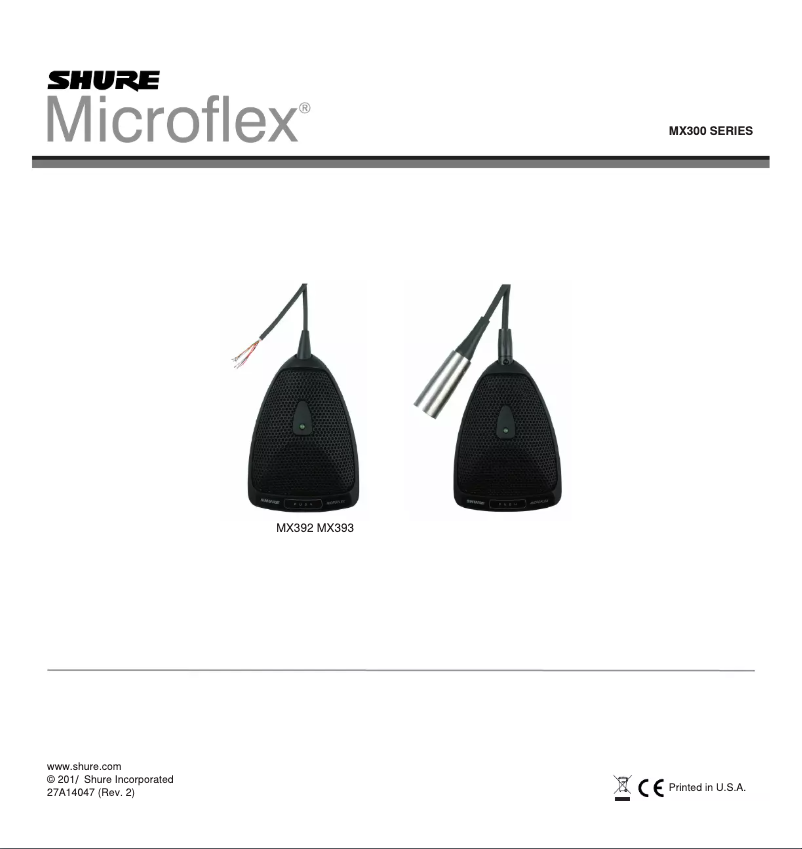 Page 1 de la notice Manuel utilisateur Shure Microflex MX393