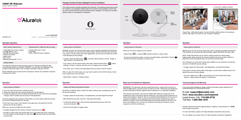 Page 1 de la notice Mode d'emploi Aluratek AWC02F