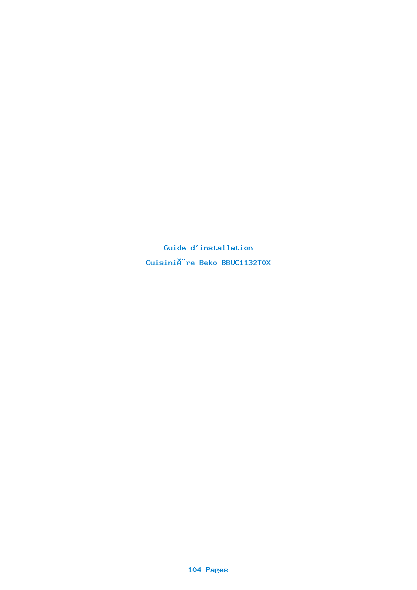 Page 1 de la notice Guide d'installation Beko BBUC1132T0X