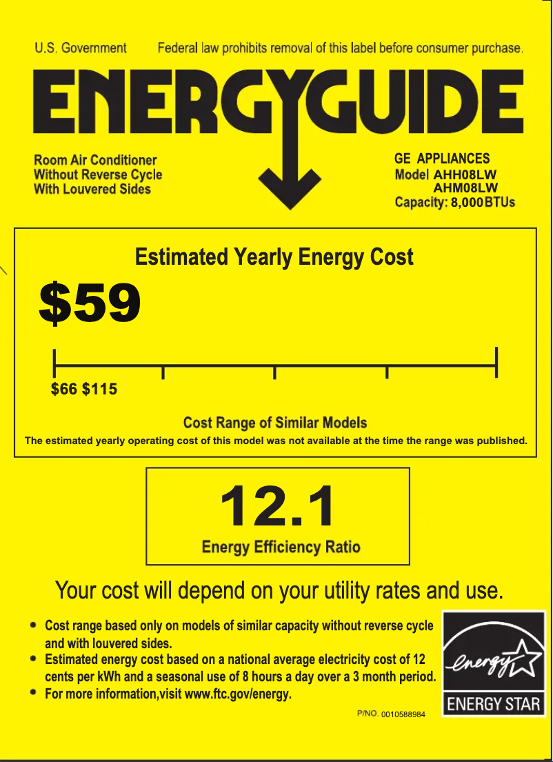 Página 1 del manual Etiqueta energética GE AHM08LW