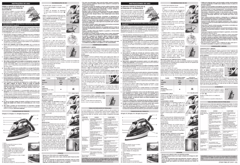 Page 1 de la notice Manuel utilisateur Arno Ultragliss Easycord 50