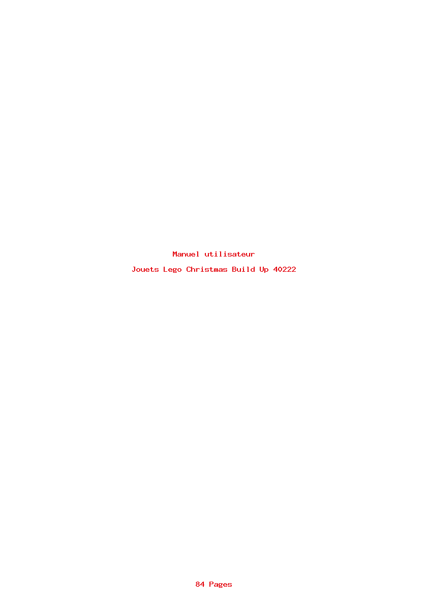 Page 1 de la notice Manuel utilisateur Lego Christmas Build Up 40222