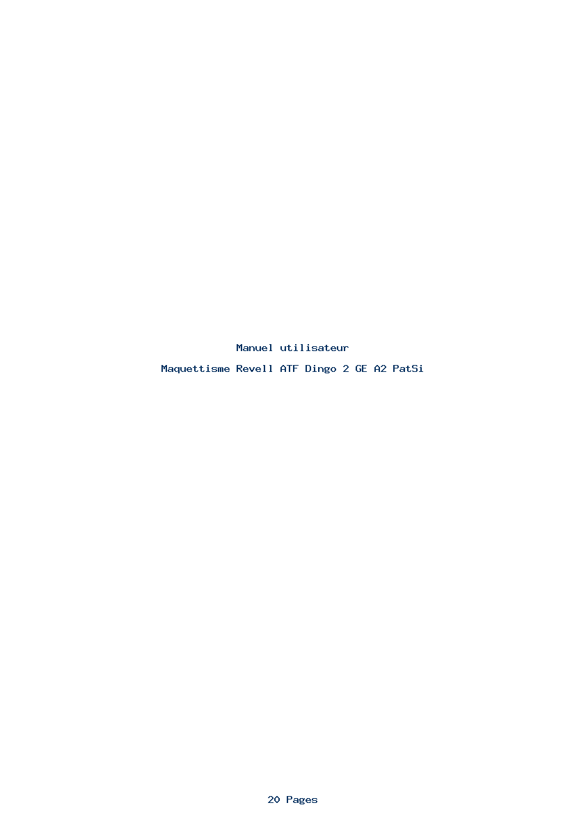 Page 1 de la notice Manuel utilisateur Revell ATF Dingo 2 GE A2 PatSi