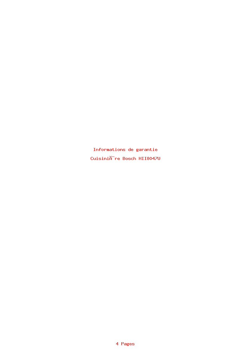 Page 1 de la notice Informations de garantie Bosch HII8047U
