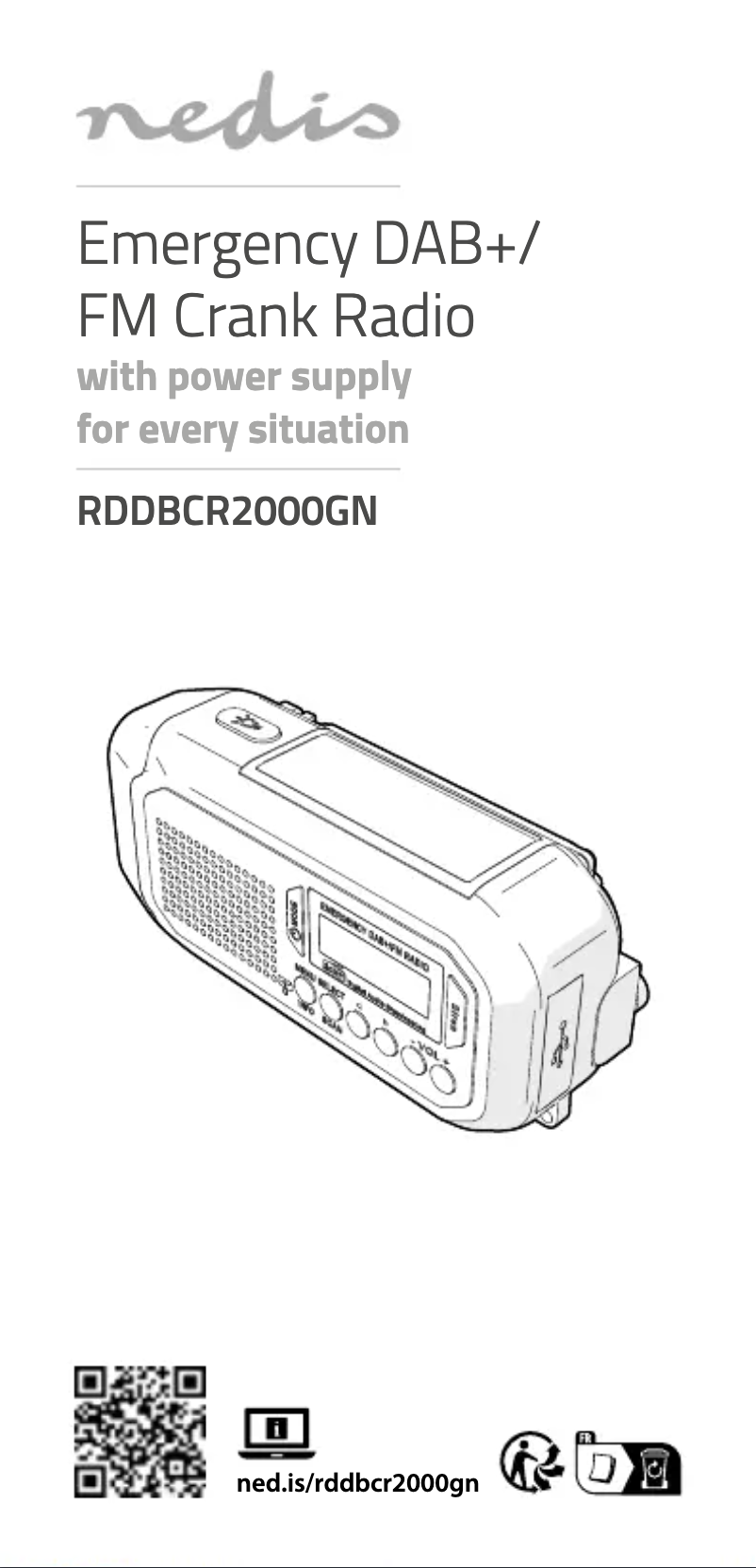 Page 1 de la notice Manuel utilisateur Nedis RDDBCR2000GN