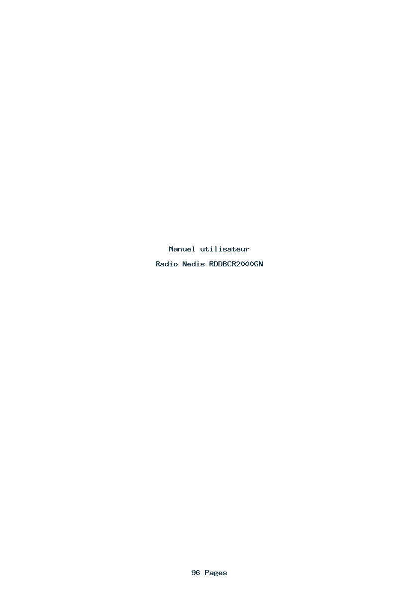 Page 1 de la notice Manuel utilisateur Nedis RDDBCR2000GN