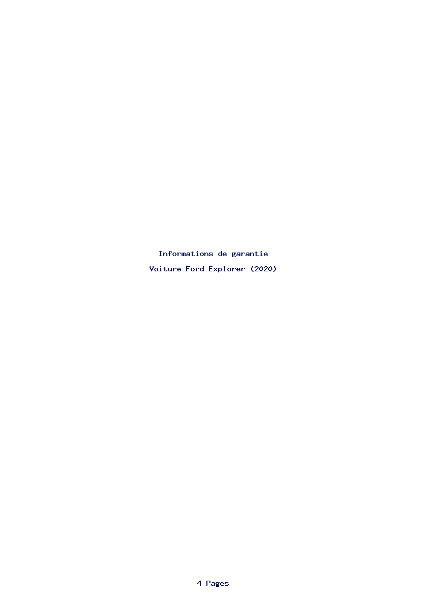 Page 1 de la notice Informations de garantie Ford Explorer (2020)