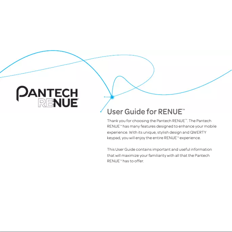 Page 1 de la notice Manuel utilisateur Pantech Renue
