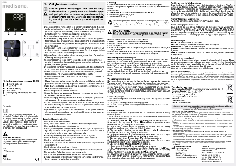 Page 1 de la notice Manuel utilisateur Medisana BS 418 Connect