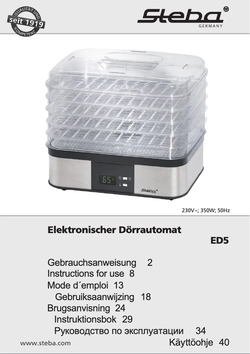 Page 1 de la notice Manuel utilisateur Steba ED5