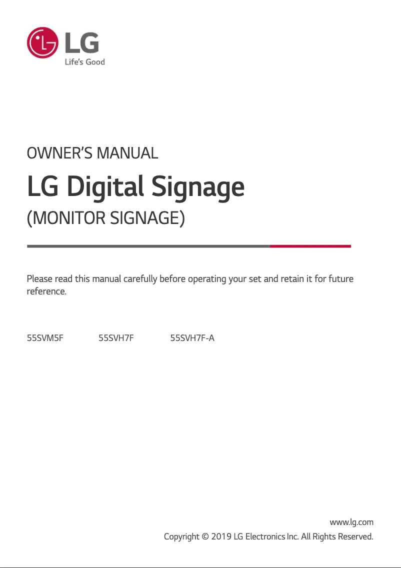 Page 1 of the manual User Manual LG 55SVH7PF