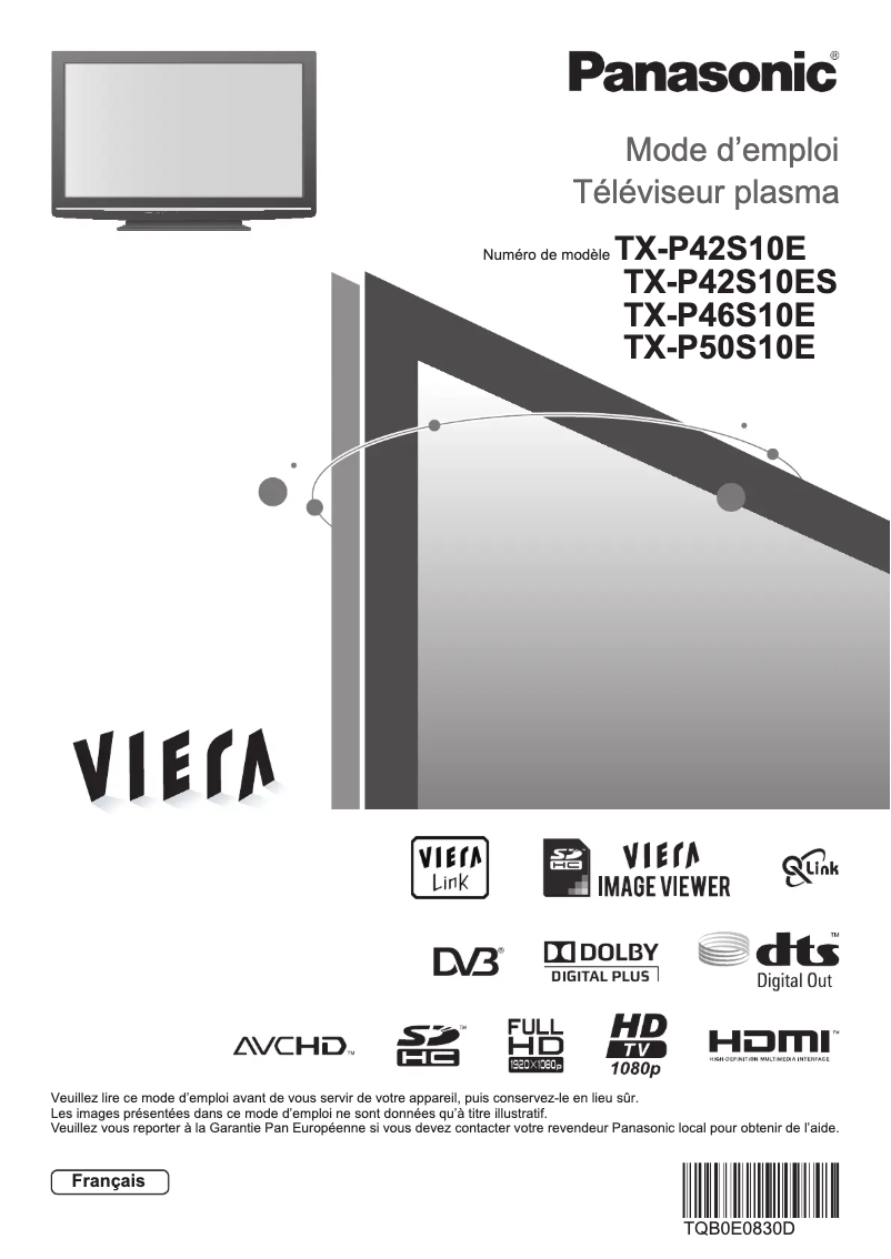 Page 1 of the manual User Manual Panasonic TX-P50S10E
