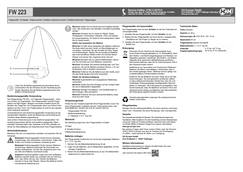 Página 1 del manual Manual de usuario Olympia FW 223