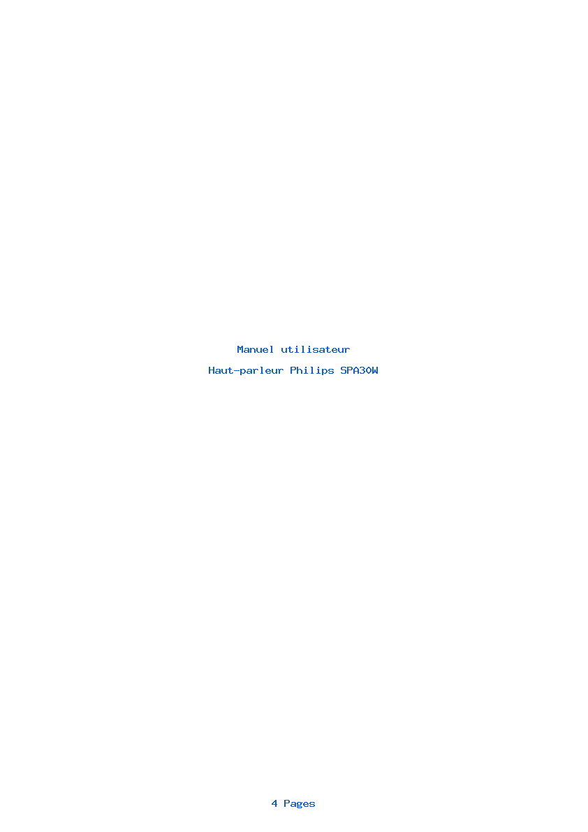 Page 1 de la notice Manuel utilisateur Philips SPA30W