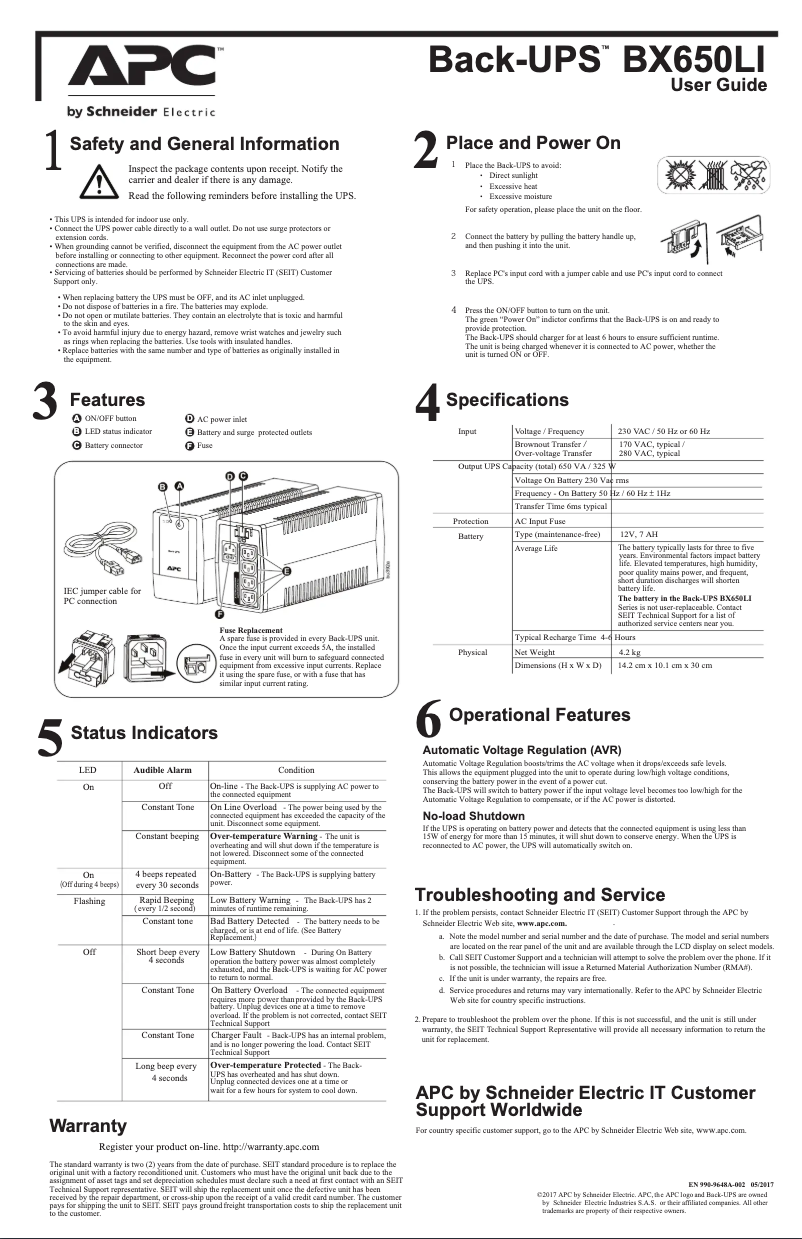 Página 1 del manual Manual de usuario APC Back-UPS BX650LI
