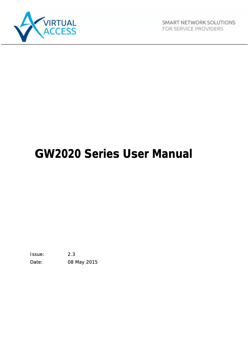 Page 1 de la notice Manuel utilisateur Virtual Access GW2024P