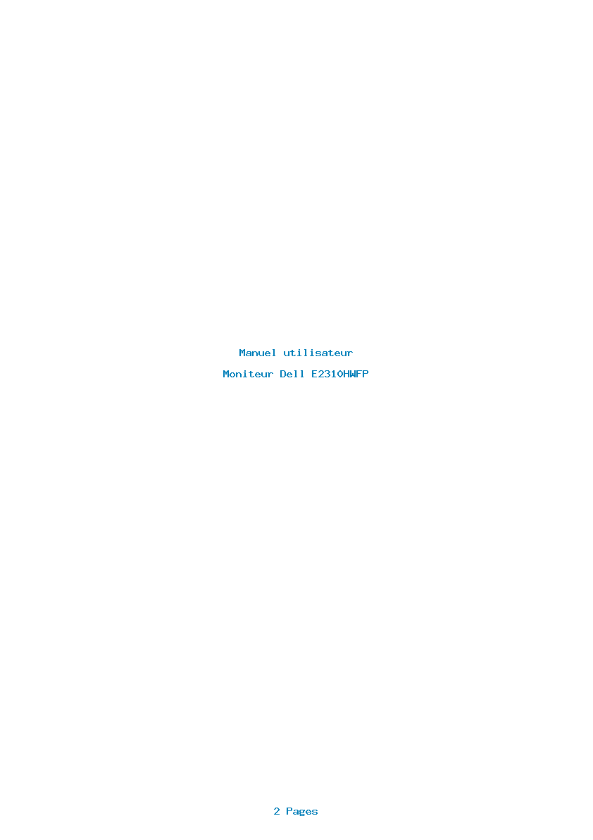 Page 1 de la notice Manuel utilisateur Dell E2310HWFP