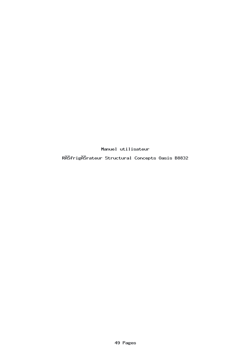 Page 1 de la notice Manuel utilisateur Structural Concepts Oasis B8832