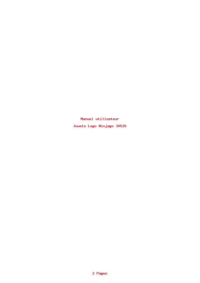 Page 1 de la notice Manuel utilisateur Lego Ninjago 30535