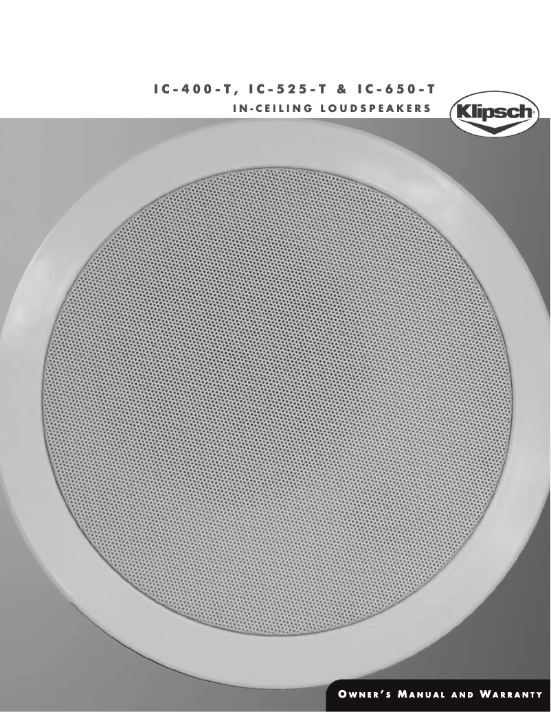 Page 1 de la notice Mode d'emploi Klipsch IC-400-T