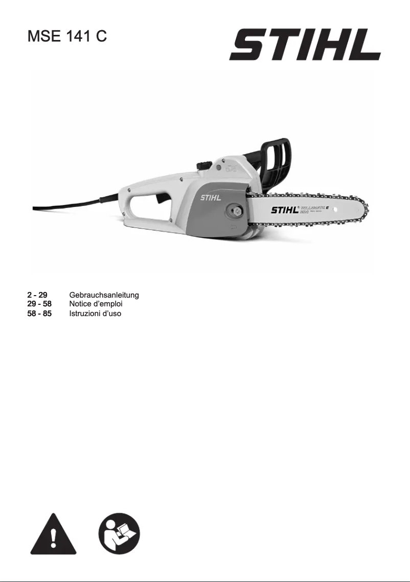 Page 1 de la notice Manuel utilisateur Stihl MSE 141 C