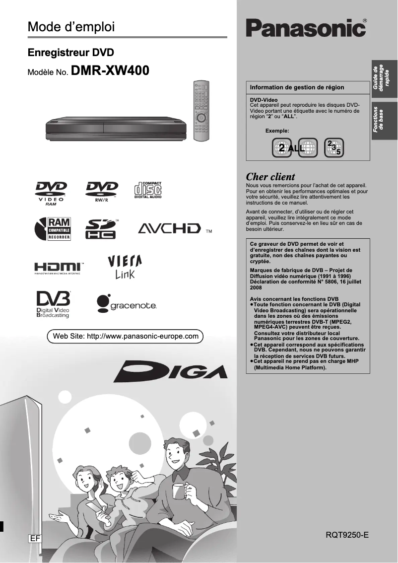 Page 1 de la notice Manuel utilisateur Panasonic DMR-XW400