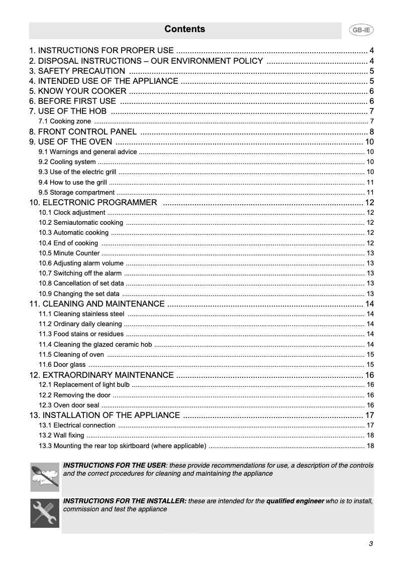 Page 1 de la notice Manuel utilisateur Smeg SUK91CMX5