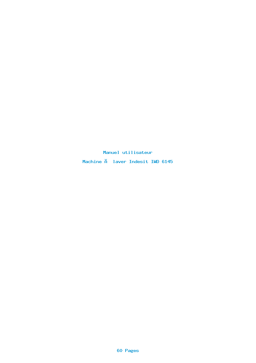 Page 1 de la notice Manuel utilisateur Indesit IWD 6145