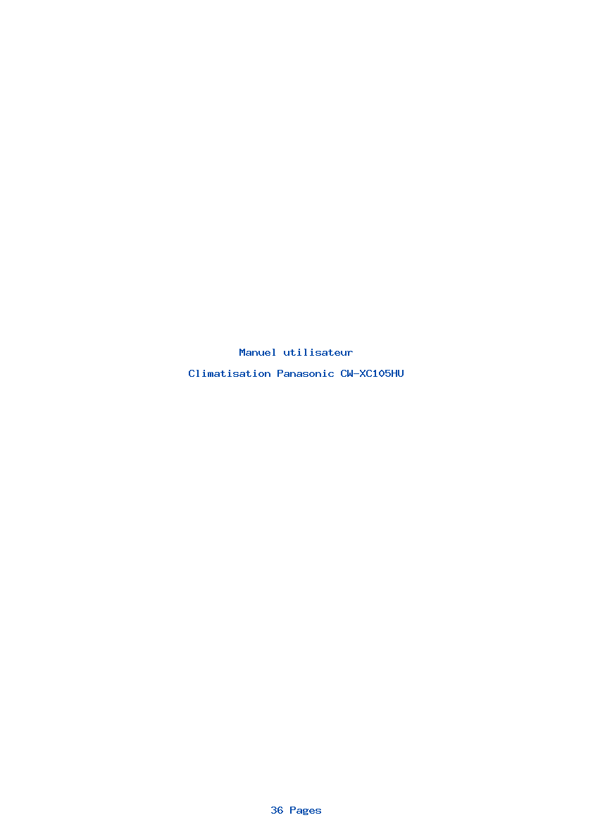 Page 1 de la notice Manuel utilisateur Panasonic CW-XC105HU