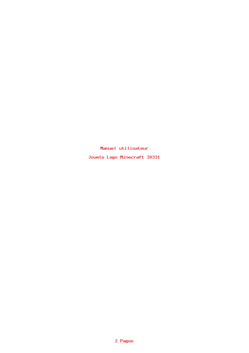Page 1 de la notice Manuel utilisateur Lego Minecraft 30331