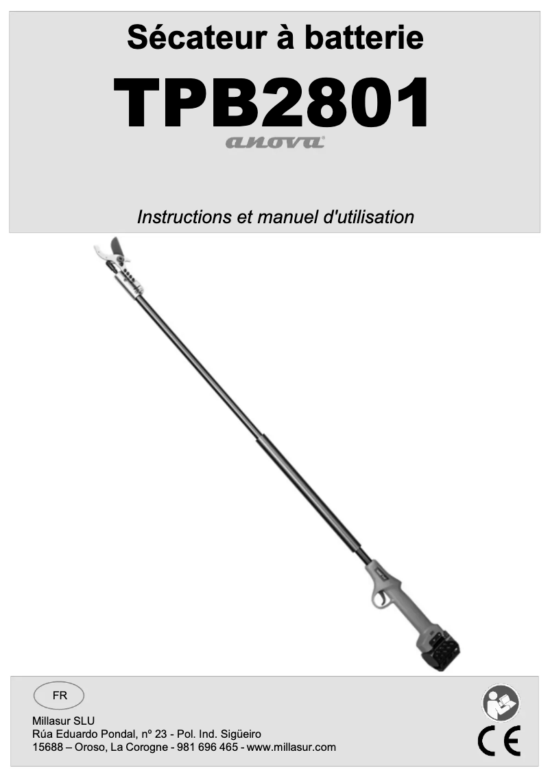 Page 1 de la notice Manuel utilisateur Anova TPB2801