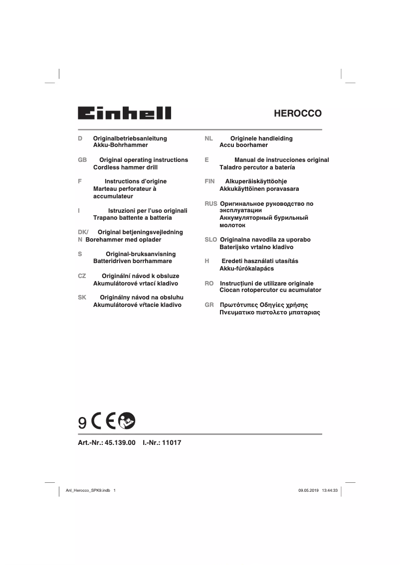 Página 1 del manual Manual de usuario Einhell Herocco 18/20