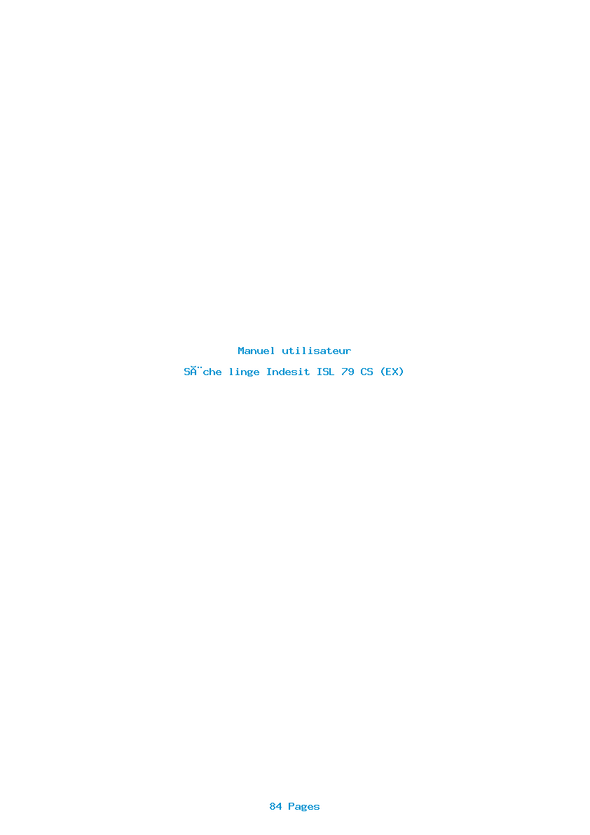 Page 1 de la notice Manuel utilisateur Indesit ISL 79 CS (EX)