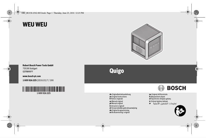 Page 1 de la notice Manuel utilisateur Bosch Quigo