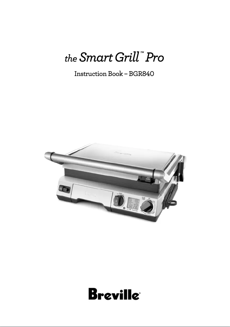 Page 1 de la notice Manuel utilisateur Breville the Smart Grill Pro BGR840