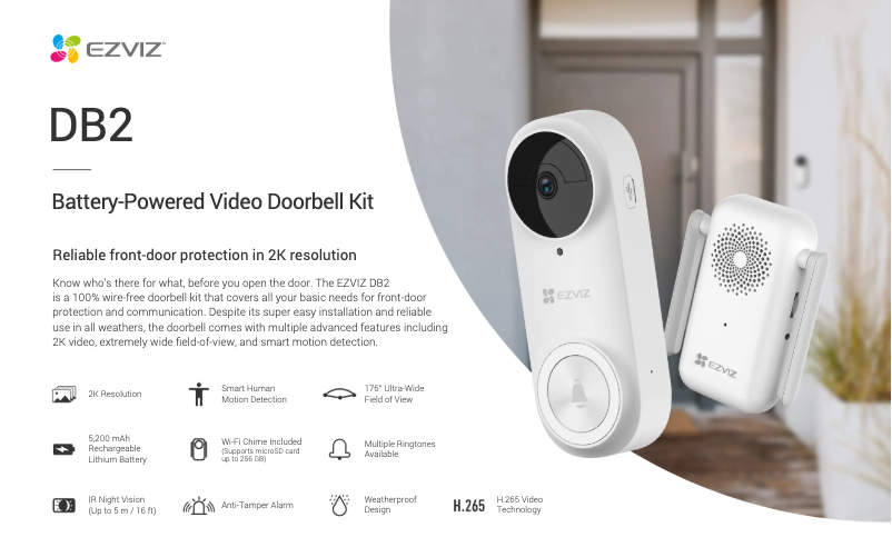 Page 1 de la notice Fiche technique EZVIZ DB2