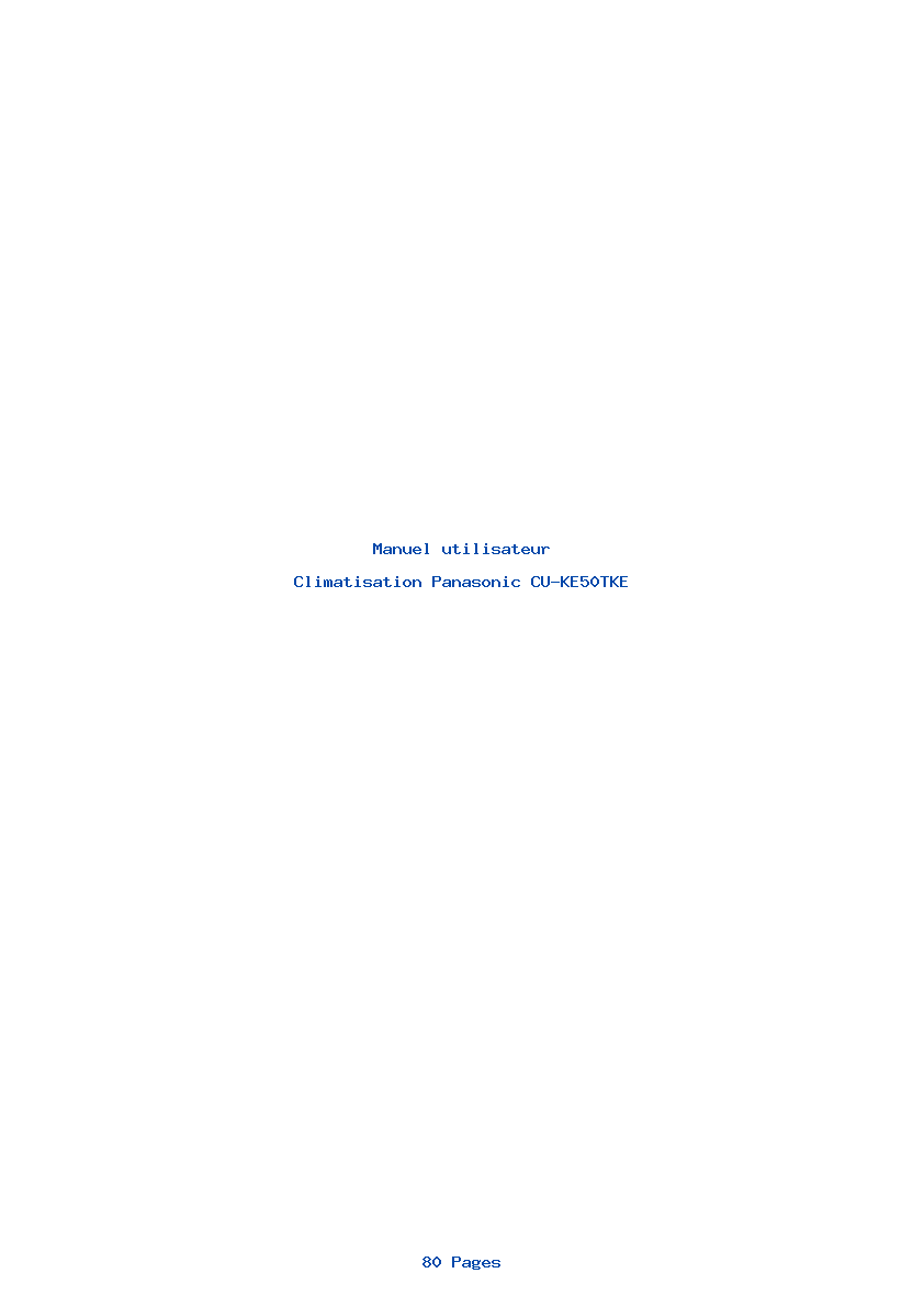 Page 1 de la notice Manuel utilisateur Panasonic CU-KE50TKE
