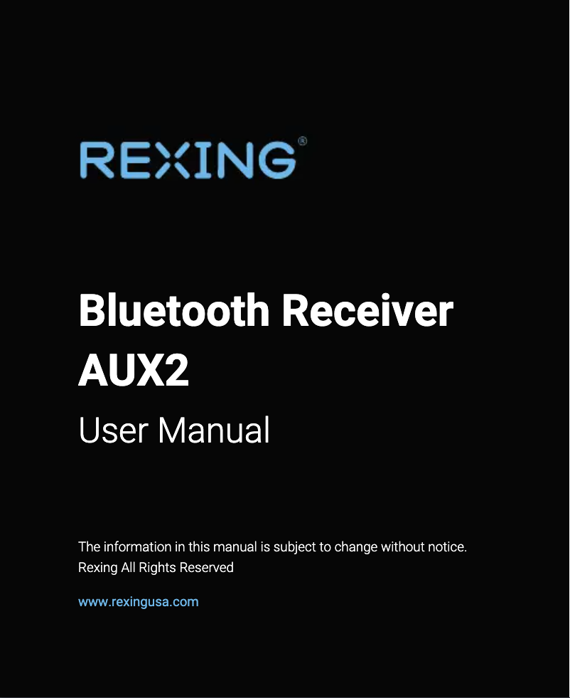 Page 1 de la notice Manuel utilisateur Rexing AUX2