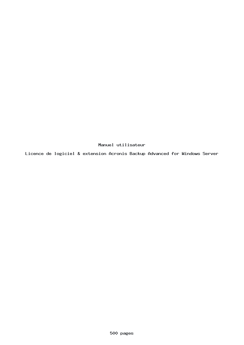 Image de la première page du manuel de l'appareil Backup Advanced for Windows Server