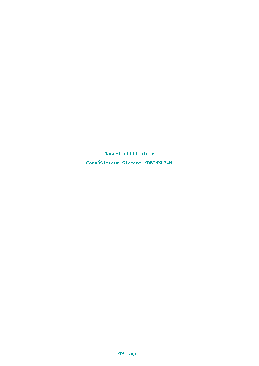 Page 1 de la notice Manuel utilisateur Siemens KD56NXL30M
