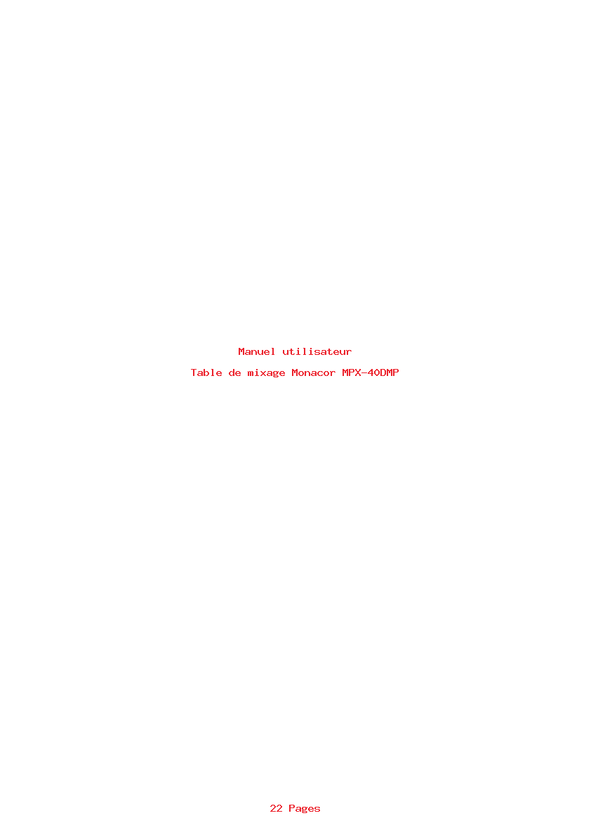 Page 1 de la notice Manuel utilisateur Monacor MPX-40DMP