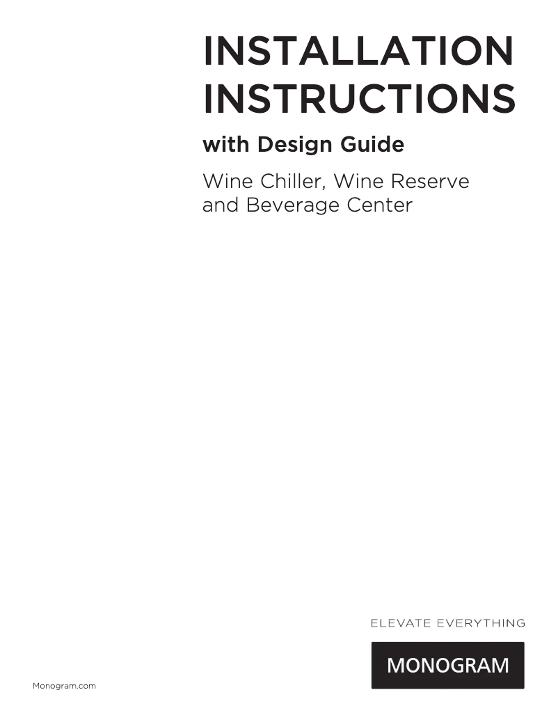 Page 1 of the manual Installation Guide GE ZDWC240NBS