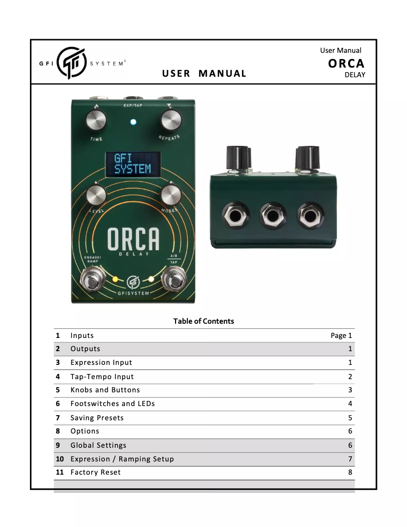 Página 1 del manual Manual de usuario GFI System Orca