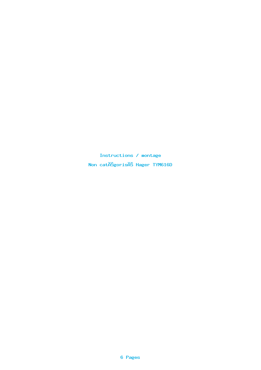 Page 1 de la notice Instructions / montage Hager TYM616D