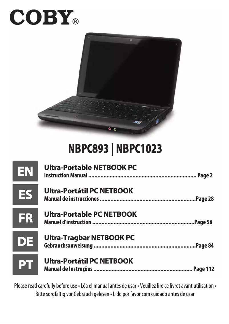 Page 1 of the manual User Manual Coby NBPC1023