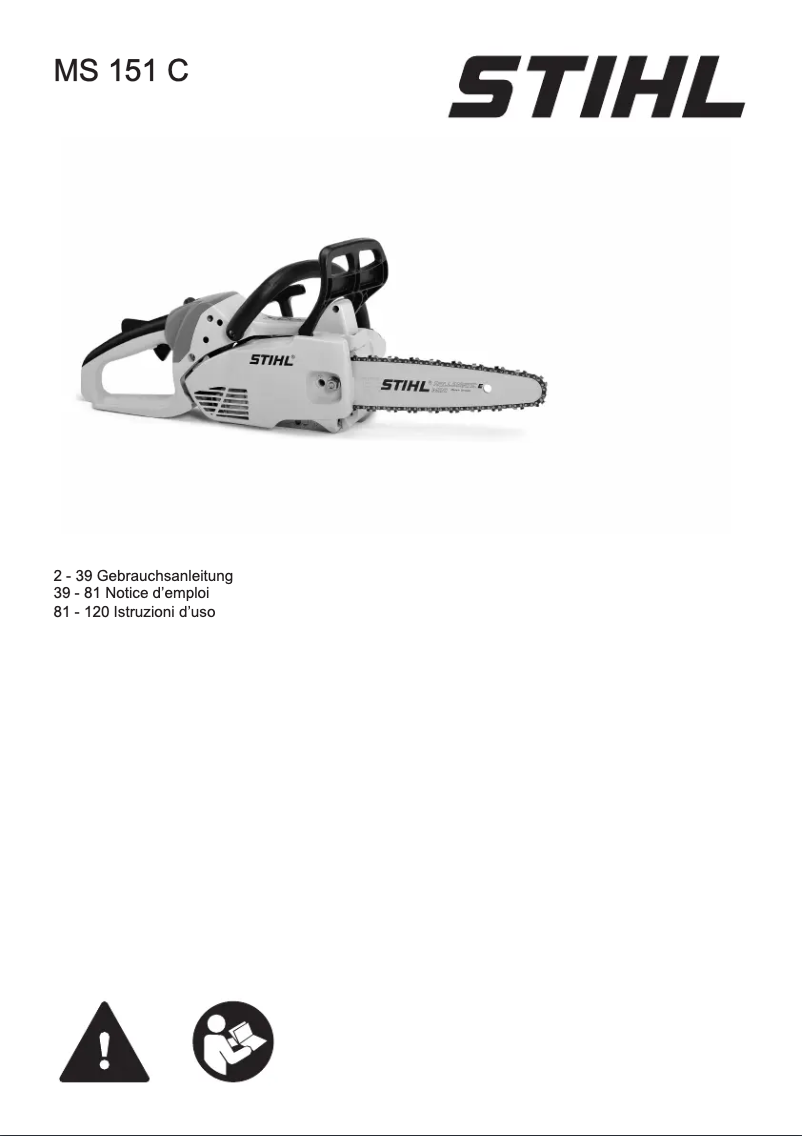 Page 1 de la notice Manuel utilisateur Stihl MS 151 C